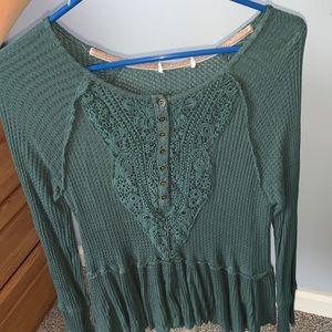 teal flounce bottom blouse, size XS-S